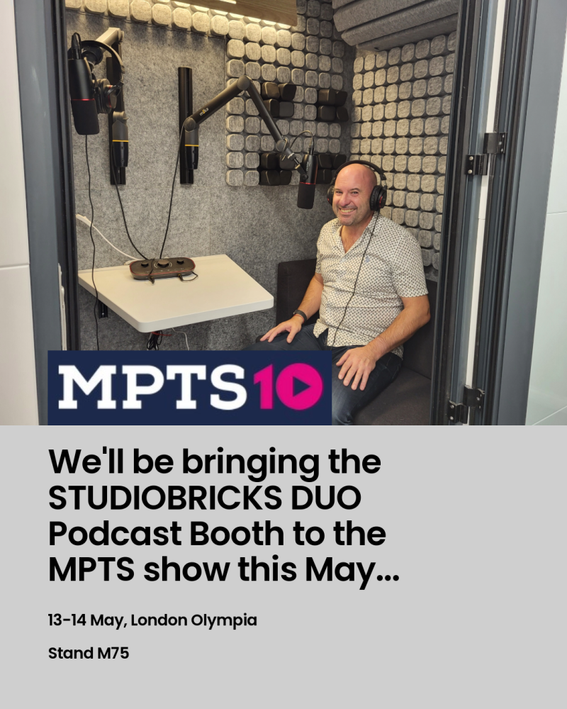 The Black Cat team will be bringing the Studiobricks DUO podcast booth to the MPTS this May