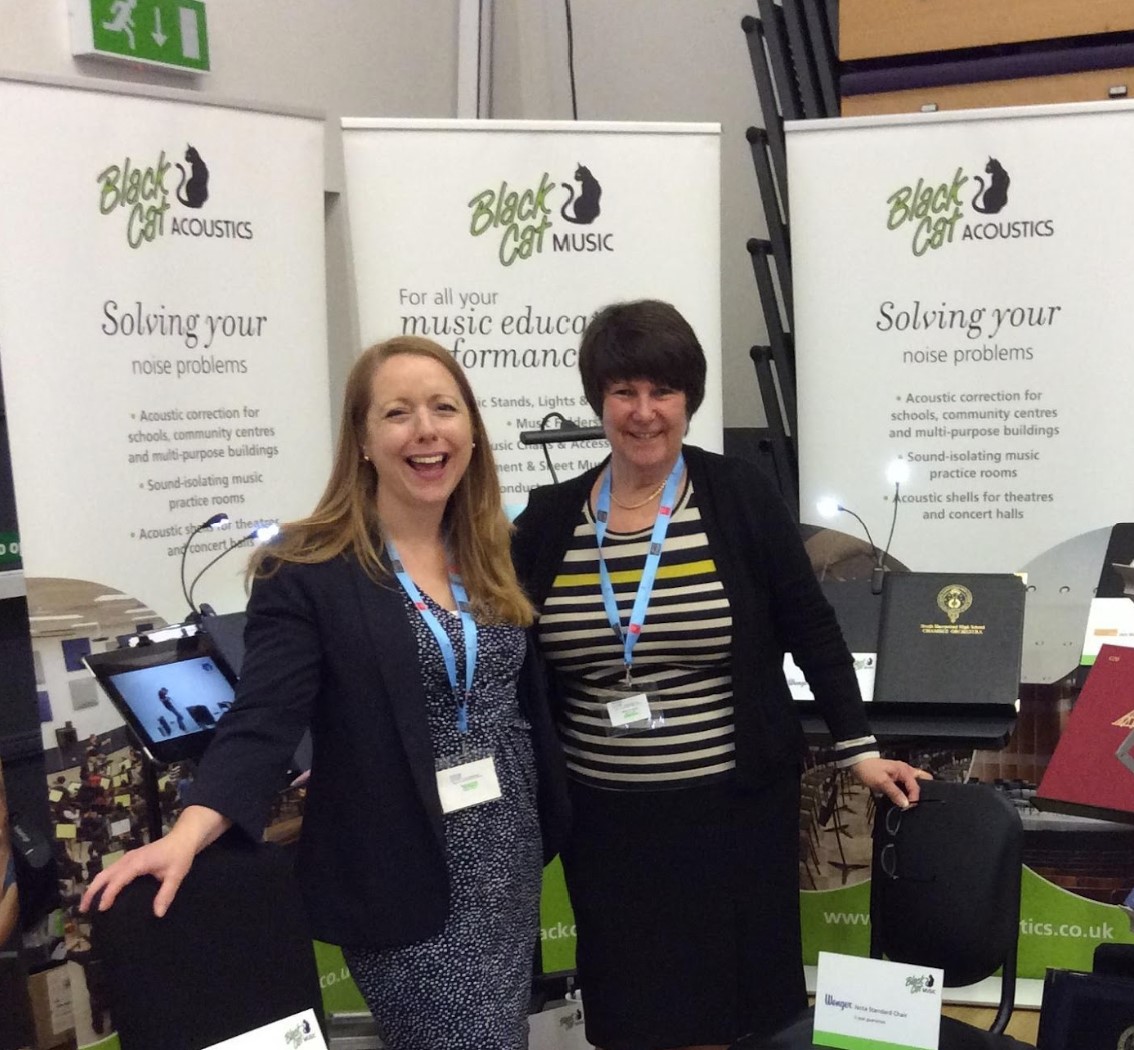 Alice Dagger and Brigitte Downs on the Black Cat Music stand at MTA Conference